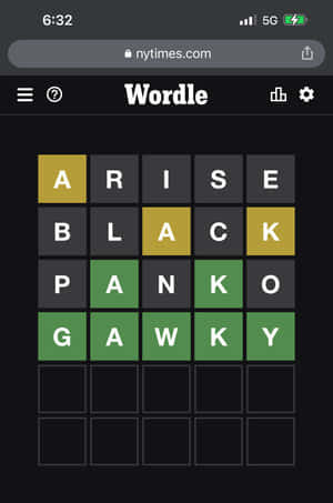 在手機上以彩色字母方塊解決的Wordle遊戲。