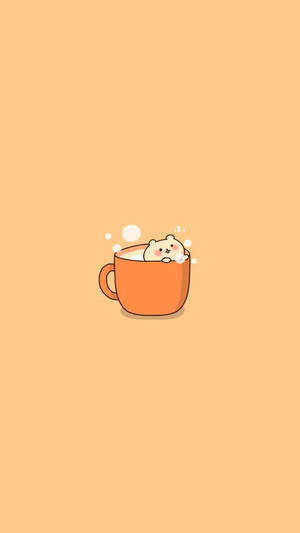 杯子裡的小熊，周圍有氣泡漂浮。