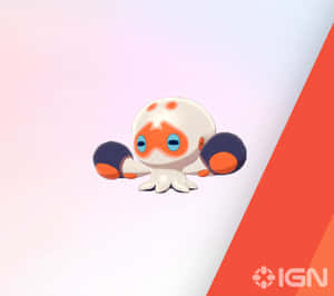 一個可愛的3D章魚狀遊戲角色，帶有橙色斑點和藍色眼睛。 — 橙色動態圖 壁紙