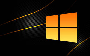Windows 標誌在黑色背景上帶有橙色黃色漸變和金色條紋
