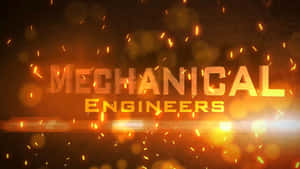 發光的 mechanical engineers 文字，周圍環繞著飛舞的火花和鏡頭光暈。