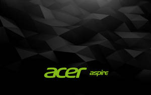 綠色 Acer Aspire 標誌在黑色幾何背景上。
