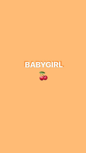 蜜桃背景上的 babygirl 文字與櫻桃表情符號