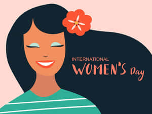 快樂的女性，頭髮上插著花，慶祝International Women's Day。