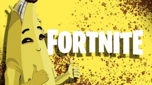 香蕉角色在 Fortnite 標誌旁邊豎起大拇指，黃色飛濺背景