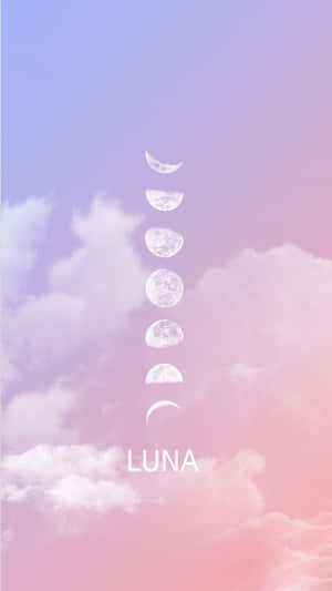 帶有月相和LUNA字樣的粉彩天空