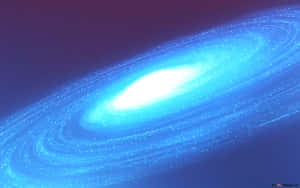 一個發光的藍色螺旋星系，在深紫色太空中旋轉的星星。 — 美學 壁紙