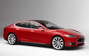 紅色Tesla Model S轎車，黑色車頂，銀色輪圈，攝影棚 — Tesla GIF 壁紙