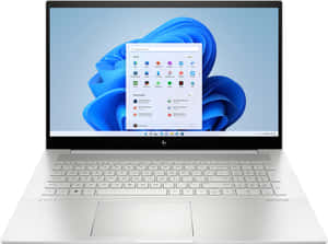 銀色 HP Envy 手提電腦，屏幕上顯示 Windows 開始功能表。 — 簡約美學筆電 壁紙