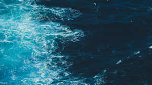 泡沫般的海浪從船尾流在深藍色海水中留下痕跡。 — 海 壁紙