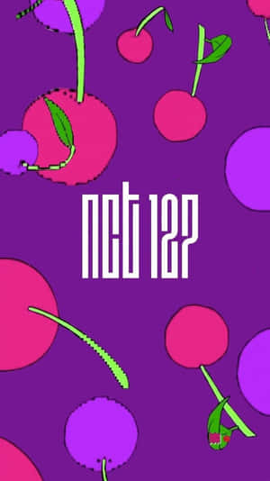 紫色背景，粉紅色櫻桃和白色文字 NCT 127