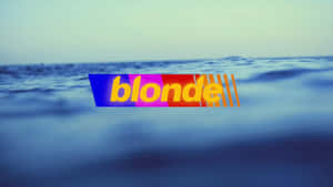 鮮豔的漸變文字「blonde」漂浮在模糊的海洋場景上。