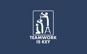 兩個人物一起倒飲料的 teamwork is key 標誌。