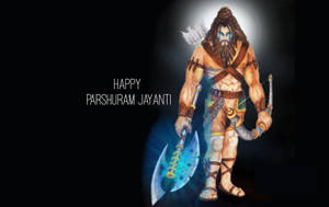 神祇手持斧頭和箭，帶有發光光環，慶祝Parshuram Jayanti。