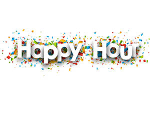 Happy Hour文字搭配五彩紙屑爆發