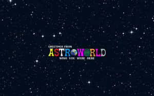 色彩繽紛的AstroWorld標誌在繁星點點的夜空上
