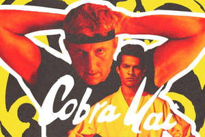 Cobra Kai 武術海報，兩名戰士以紅、黃、黑色呈現。