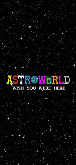 在星空背景上的彩色AstroWorld文字。