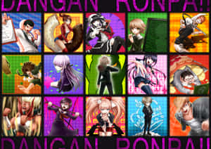 像素藝術風格的 Danganronpa 動漫角色，色彩大膽，姿勢戲劇化。