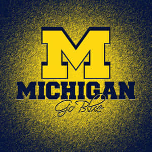 Michigan Wolverines 標誌，帶有 Go Blue 標語，位於帶有紋理的背景上。