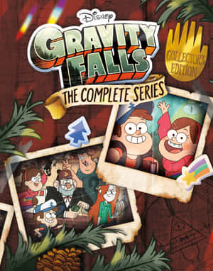 Gravity Falls電視節目封面，角色在相框中，帶有森林元素。