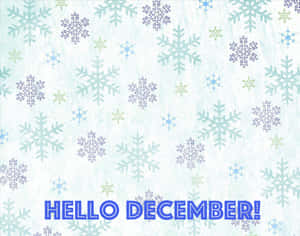 柔和色調雪花和星星圖案，附有 hello december 文字