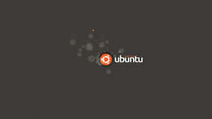 Ubuntu 標誌，橙色圓圈和白色文字在深灰色背景上，帶有浮動的圓圈。