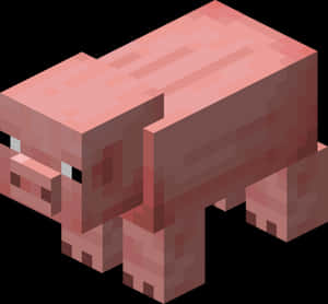 一隻像素化粉紅色Minecraft豬以3D渲染站立。