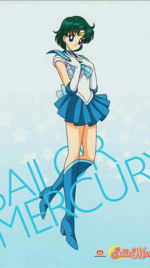 Sailor Mercury 身穿藍白制服，背景是星空。