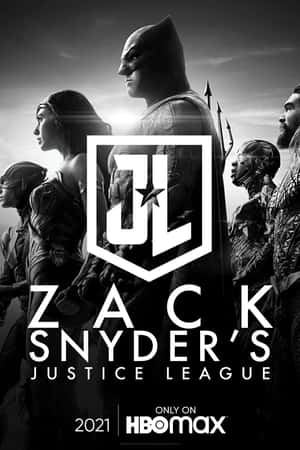 Zack Snyder 的《正義聯盟》電影海報，以黑白呈現蝙蝠俠、神奇女俠及其他英雄。