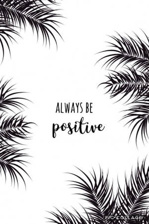 黑色棕櫚葉框住白色背景上以優雅字體呈現的「always be positive」字句。