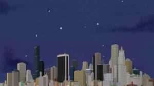 夜晚城市天際線，高樓大廈在星空下。 — 夜景城市 壁紙