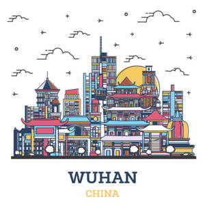 夕陽下，武漢天際線展現傳統與現代建築。 — 唐人街 GIF 壁紙