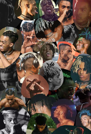 XXXTentacion肖像剪貼畫，展示各種表情和髮型。