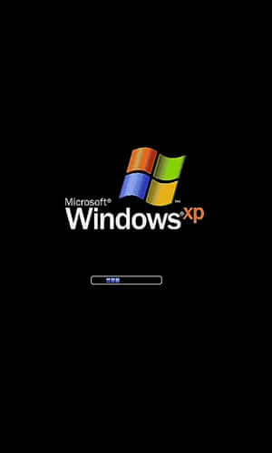 Windows XP 操作系統啟動畫面，帶有載入條。
