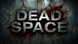 遊戲標誌 DEAD SPACE 喺裂開嘅金屬背景上帶有血跡。