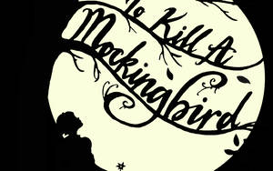 一個女孩的剪影，仰望優雅字體的標題 To Kill A Mockingbird。