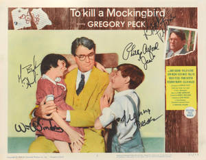 簽名版《殺死一隻知更鳥》復古電影海報，有 Gregory Peck 和孩子們。