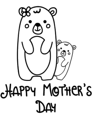 Happy Mother's Day 插圖，包含熊媽媽和熊寶寶。