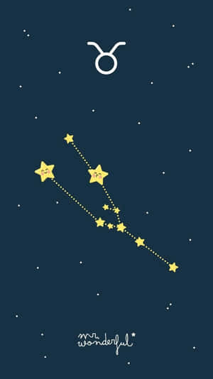 可愛的金牛座星座，在深藍色夜空上有微笑的星星。 — iPhone 8 壁紙