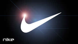 Nike標誌在深色背景上發光並帶有光線