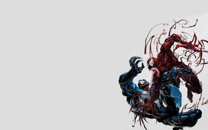 Venom 和 Carnage 以漫畫風格戰鬥，帶有紅色和黑色共生體。 — 漫威 壁紙