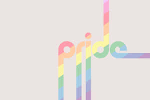 灰色背景上以彩虹條紋呈現的「pride」字樣。