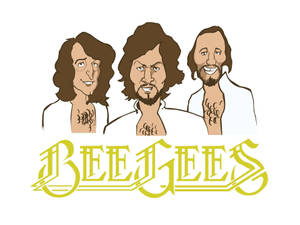 Bee Gees 樂隊標誌，有三個穿著白襯衫的插圖成員。 — 鄉下地方 壁紙