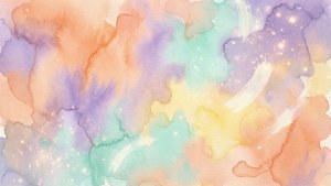 夢幻的水彩抽象畫，帶有粉彩顏色和閃爍的星星。