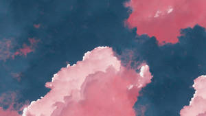 粉紅色雲朵在夜晚的星空藍綠色天空中漂浮。 — 唯美雲朵動態 壁紙
