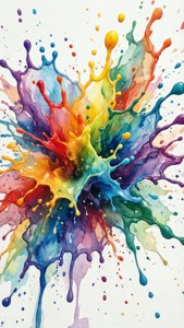 白色背景上彩色水彩顏料飛濺的爆炸