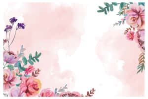 水彩花卉背景，帶有粉紅花朵 — MacBook Air M4 壁紙