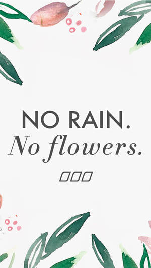 水彩花卉邊框附引言 no rain no flowers — iPhone 鎖定畫面 GIF 壁紙