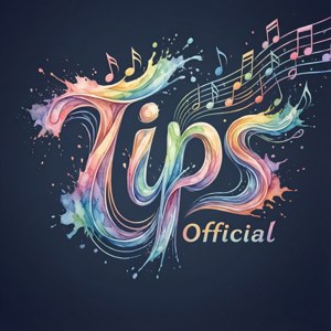 色彩繽紛的水彩標誌，音符拼出 Tips Official
